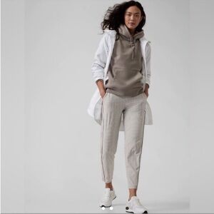 Athleta Brooklyn Ankle Pants Side Stripe Zipper Gray White 988050 6 Tall